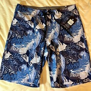 Hurley Board Shorts Swim Trunks Blue,Black,White Pattern Size 32 New with Tags